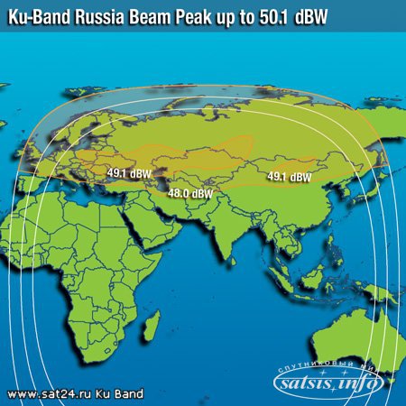 "Intelsat-20". Опубликованы карты нового спутника, который будет покрывать почти всю Россию.