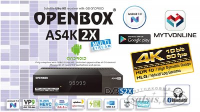 Новая модель ресивера на ОС Андроид 7.0 - Openbox AS4K 2Х UHD 