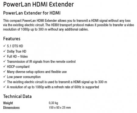 Система передачи FULL HD видео сигнала OEHLBACH PowerLan HDMI Extender