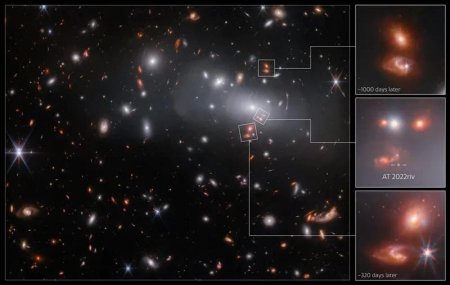 Одна и та же галактика появилась в трёх разных местах на одном фото с «Джеймс Уэбб»